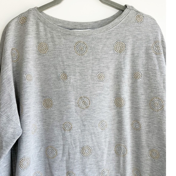 CJ Banks Rhinestone Sweatshirt Gray With Gold and Silver Rhinestones Size X -14W - Picture 1 of 9